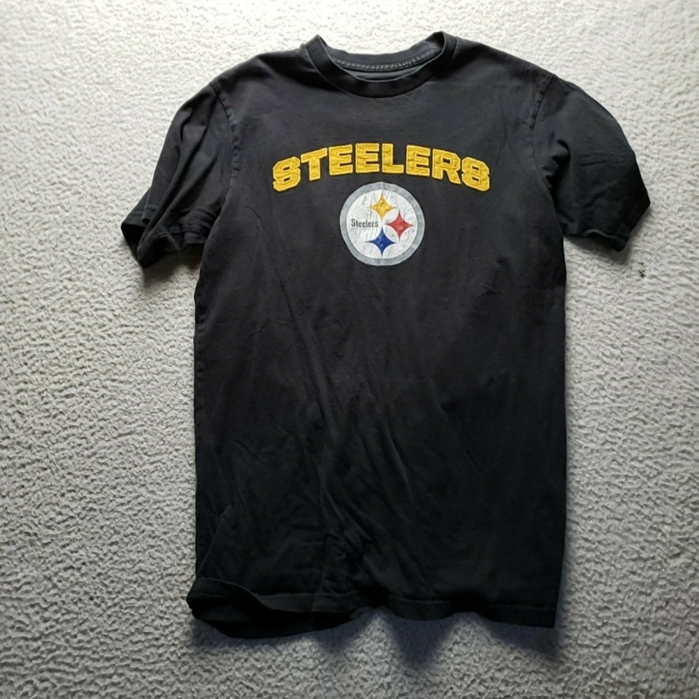 Pittsburgh Steelers Shirt Mens Medium Black NFL Football Majestic Graphic Tee